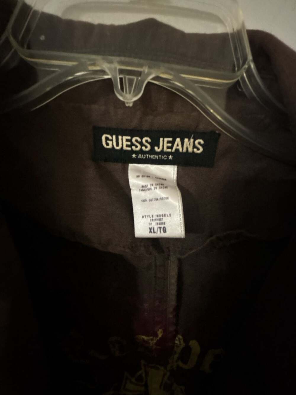Guess Jeans Blazer Jacket Size XL Brown Cotton Raw Hem